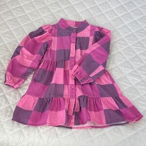 Pink and Purple Plaid Kids Casual Dress